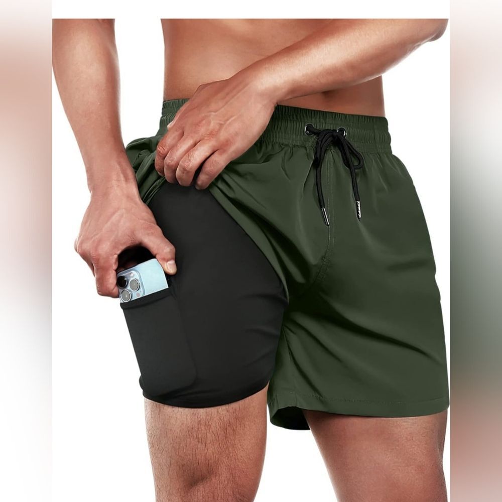 Brisira Olive Green Lined Shorts Mens 1X NWT